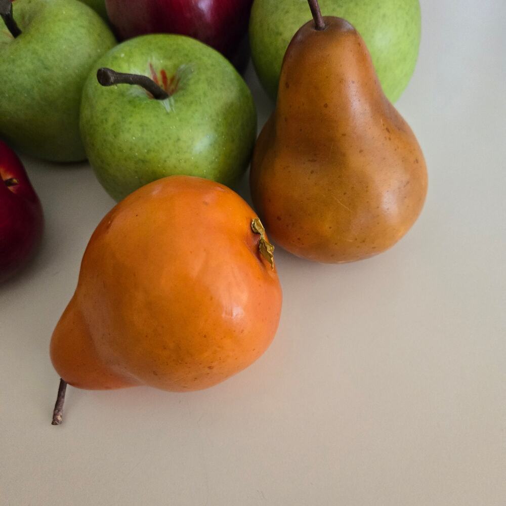 Collection of Realistic Faux Fruit Green Red Apples Golden Pears for Fall Decor - Picture 4 of 6